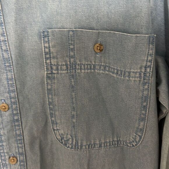 Vintage 90’s Wrangler Mens  Blue Collared Long Sleeves Button Down Shirt Large - Picture 3 of 8